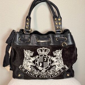 Juicy Couture Vintage Black and Cream Scottie Daydreamer Bag